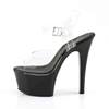 Pleaser - ASPIRE608 Sandale à bride à la cheville, Pole dance chaussures - Chaussures de pole dance - Noir/Transparent Product image